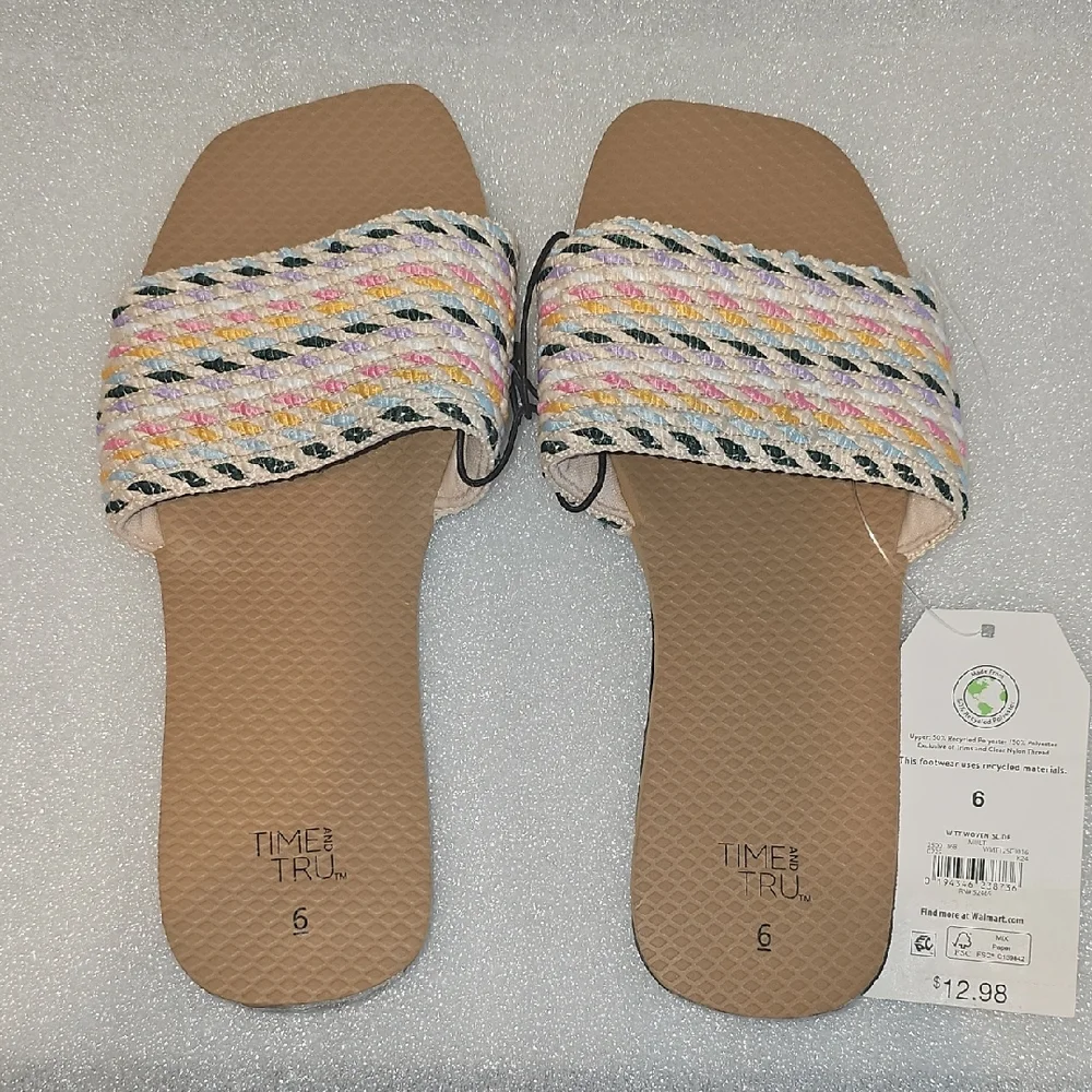 Time and Tru Women's Size 6 Woven Slide New